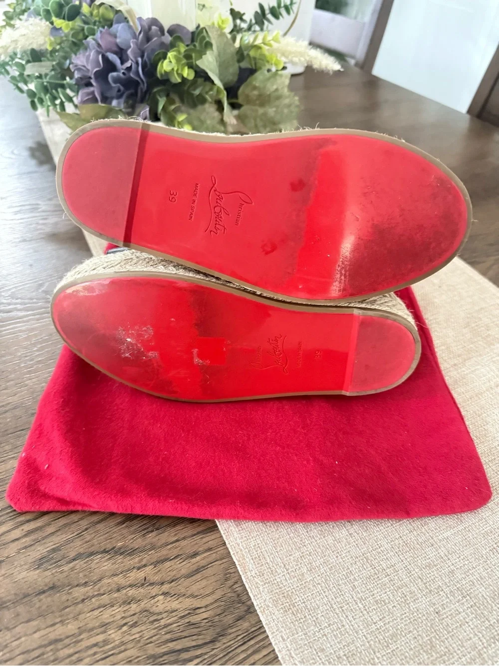 Christian Louboutin Black Leather vraided heel Wedge 5